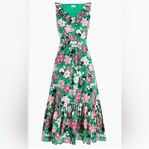J. Crew Vibrant Floral Maxi Dress in Green and Pink